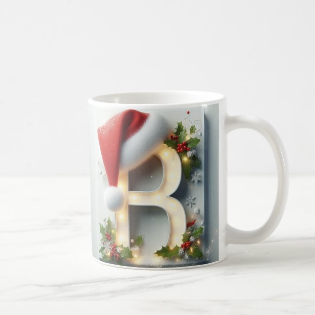 B Initial Christmas Mug – Festive Letter Design (Right)