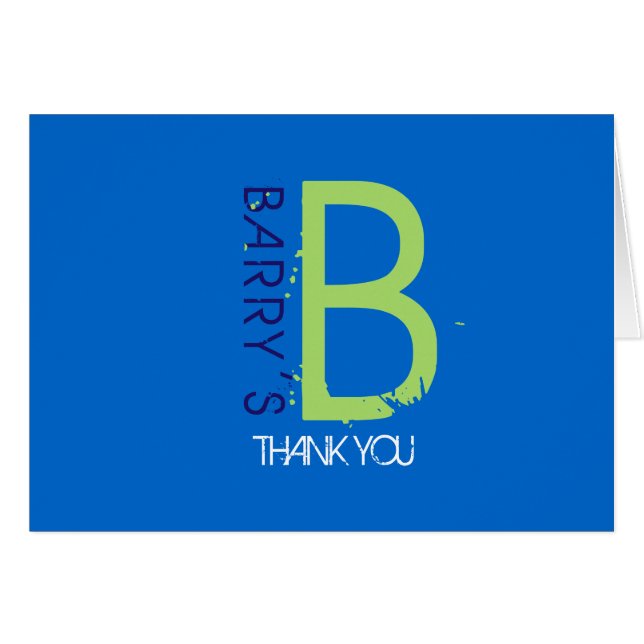 B Initial Collection Bar Mitzvah Thank You Card (Front Horizontal)