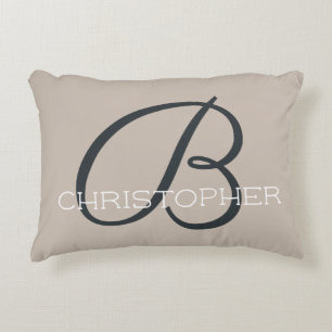 B Initial Custom Name Neutral Tan Taupe Neutral Decorative Cushion