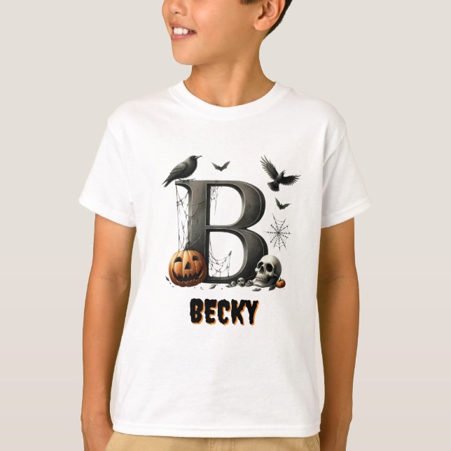 B Initial Trick or Treat Halloween T-Shirt (Front)