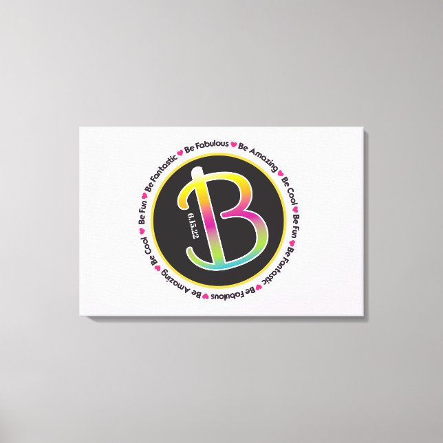 B Initials BE AMAZING Bat Mitzvah Sign In Board (Front)