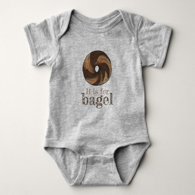 B is for Bagel Marble Rye Foodie Letter B Alphabet Baby Bodysuit (Front)
