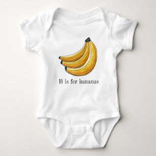 B is for Bananas Yellow Banana Bunch ABCS Letter Baby Bodysuit