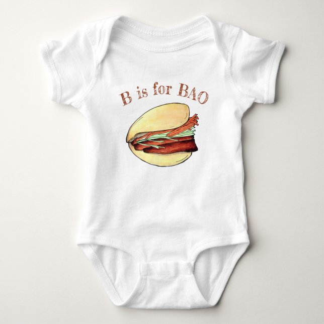 B is for BAO Chinese Food Gua Porkbelly Buns Baby Bodysuit (Front)