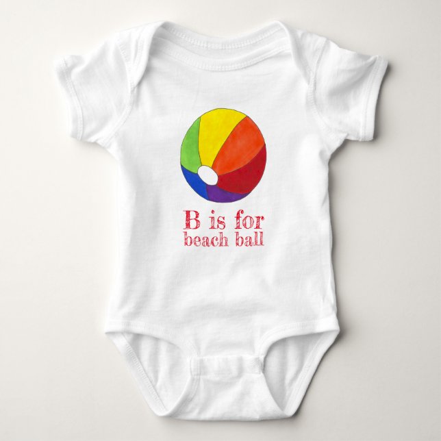 B is for Beach Ball Rainbow Beachball Vacation Baby Bodysuit (Front)
