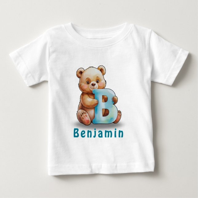 B is for Bear – Custom Baby T-Shirt with Name (Front)