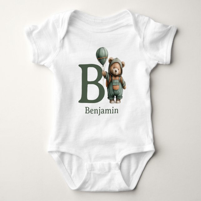 B is for Bear Personalise Baby Bodysuit (Front)