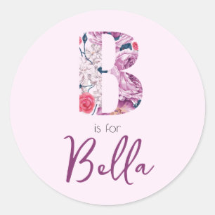 B is for Bella Stickers Baby Girl Pink Name Reveal