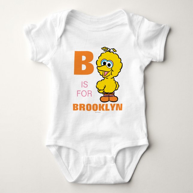 B is for Big Bird | Add Your Name Baby Bodysuit (Front)