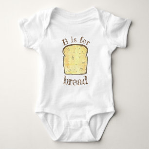 B is for BREAD Slice Alphabet Letter Foodie Baby Bodysuit