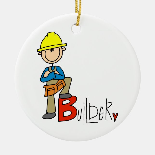 B is for Builder Ceramic Tree Decoration (Front)