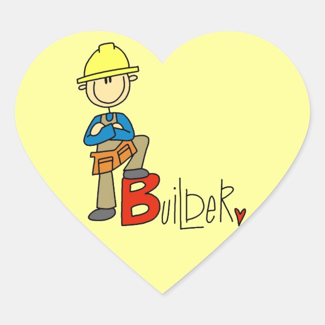 B is for Builder Heart Sticker (Front)