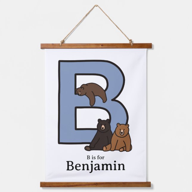 B is for… personalized letter poster hanging tapestry (Front)