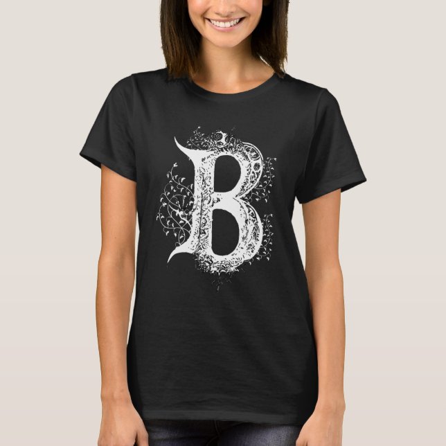B Monogram Alphabet Lettering Callgraphy Gothic Wi T-Shirt (Front)