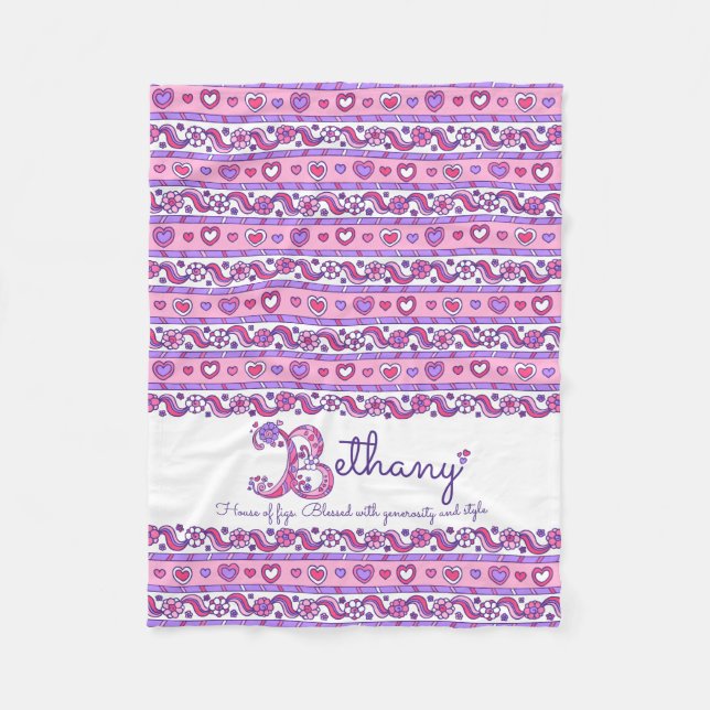 B monogram custom name meaning Bethany blanket (Front)
