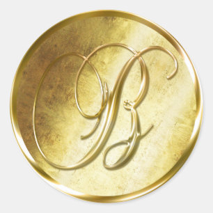 B Monogram Faux Gold Envelope Seal Stickers