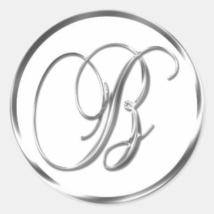 B Monogram Faux Silver Envelope Or Favour Seal