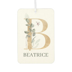B Monogram Floral Personalised Car Air Freshener