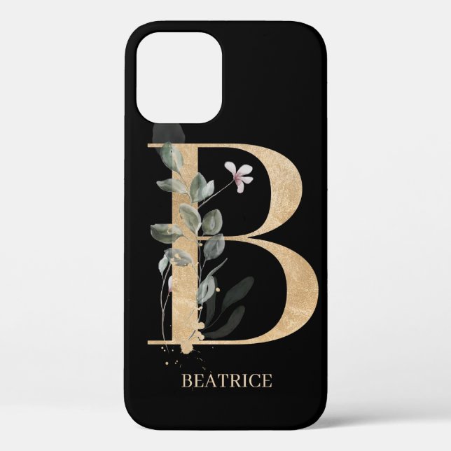 B Monogram Floral Personalised Case-Mate iPhone Case (Back)