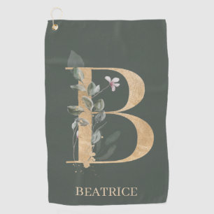 B Monogram Floral Personalised Golf Towel