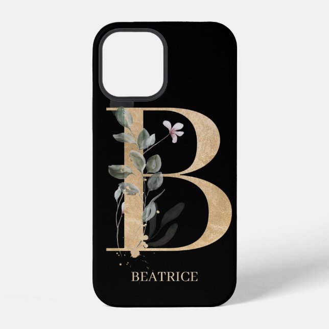 B Monogram Floral Personalised iPhone Case (Back)