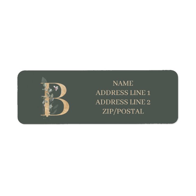 B Monogram Floral Personalised Label (Front)