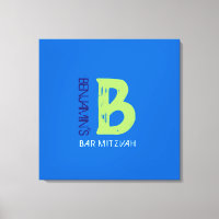 B Monogram Initial Bar Bat Mitzvah Sign-In Board