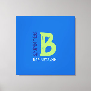 B Monogram Initial Bar Bat Mitzvah Sign-In Board Canvas Print