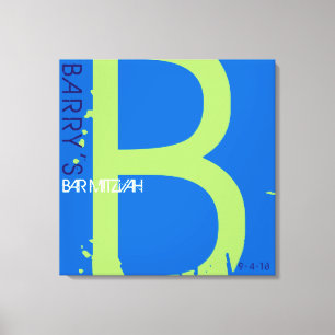 B Monogram Initial Bar Bat Mitzvah Sign-In Board Canvas Print