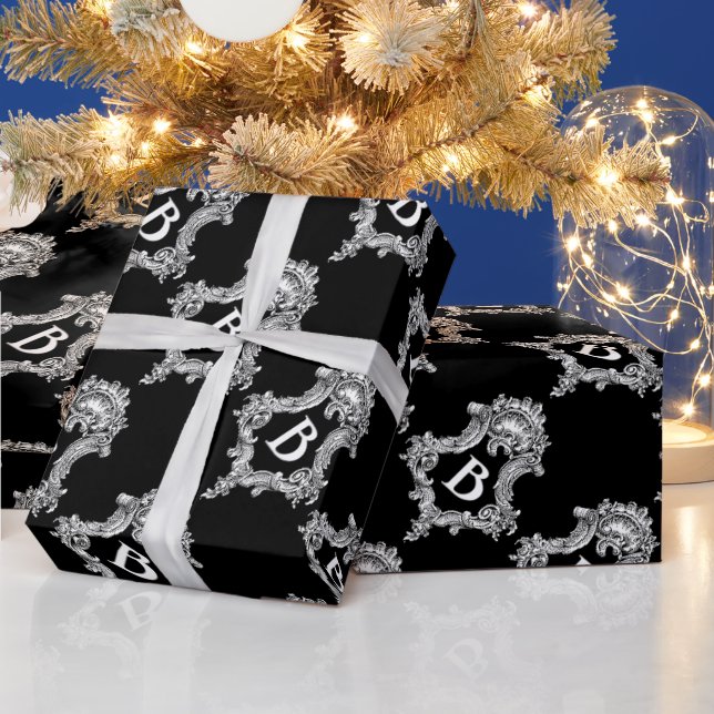 B Monogram Initial Wrapping Paper (Holidays)