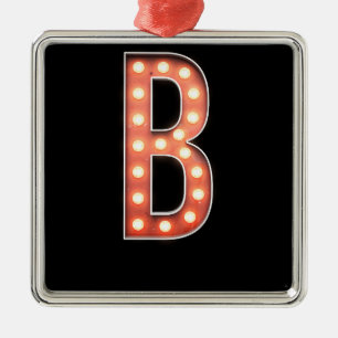 B Monogram Marquee Bulb Metal Tree Decoration