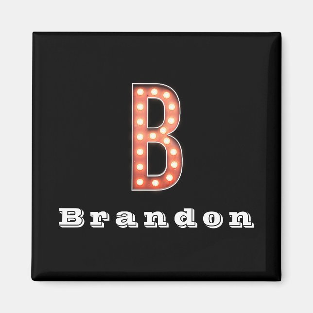 B Monogram Marquee Bulb Personalised Magnet (Front)