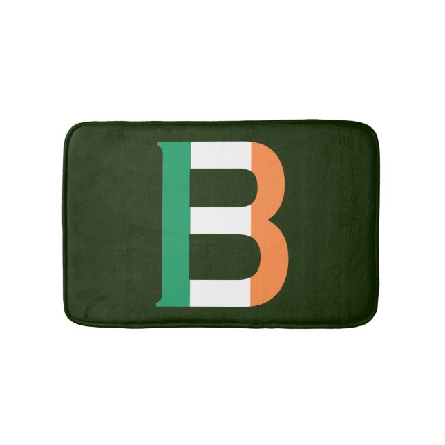 B Monogram overlaid on Irish Flag bmcnt Bath Mat (Front)