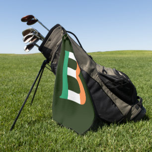 B Monogram overlaid on Irish Flag gtcnt Golf Towel