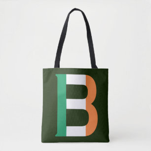 B Monogram overlaid on Irish Flag stcnt Tote Bag