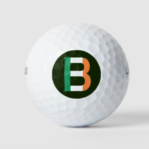 B Monogram overlaid on Irish Flag wu gbcnt Golf Balls