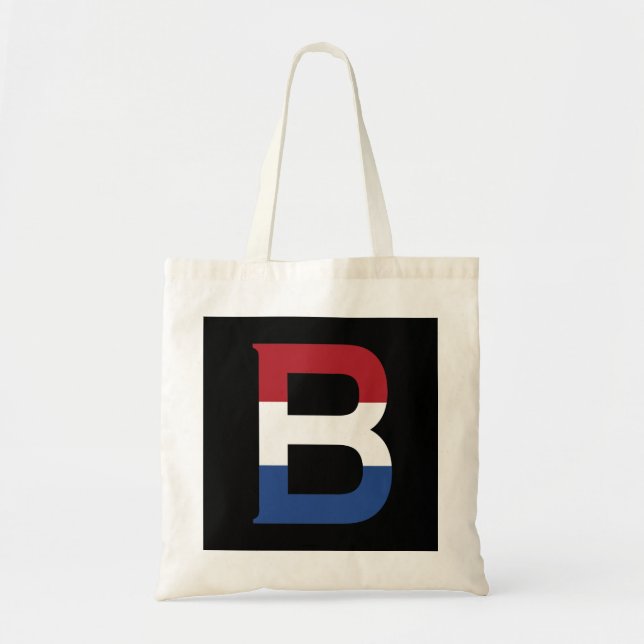 B Monogram overlaid on NLD Flag on bk btcn Tote Bag (Front)