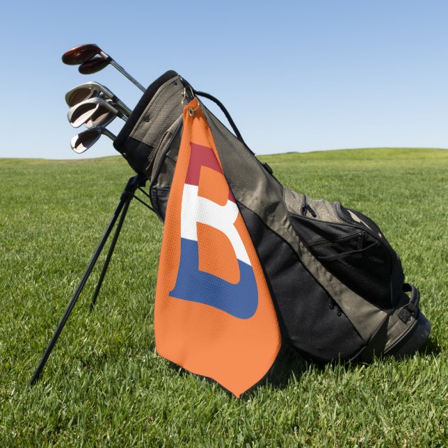 B Monogram overlaid on NLD Flag on or gtcnt Golf Towel (Green)