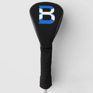 B Monogram overlaid on Scottish Flag dccn Golf Head Cover