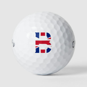 B Monogram overlaid on Union Jack Flag cwb gbcnt Golf Balls