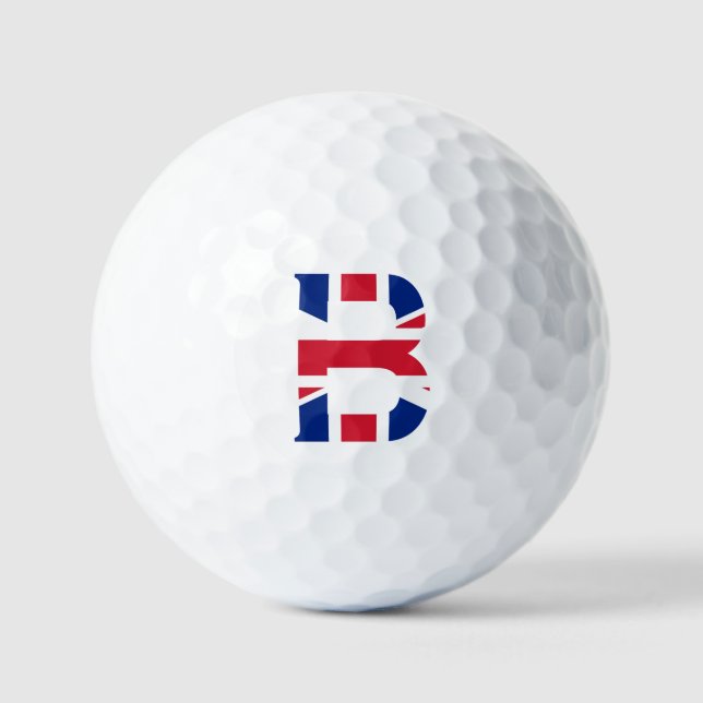 B Monogram overlaid on Union Jack Flag va gbcnt Golf Balls (Front)