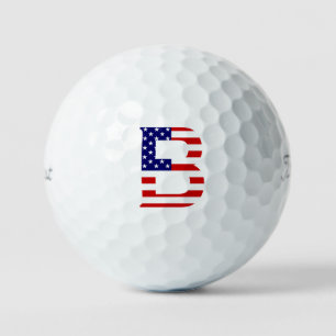 B Monogram overlaid on USA Flag tpv1 gbcnt Golf Balls
