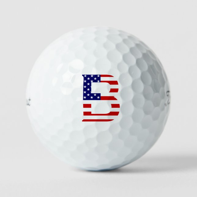 B Monogram overlaid on USA Flag tpv1 gbcnt Golf Balls (Front)