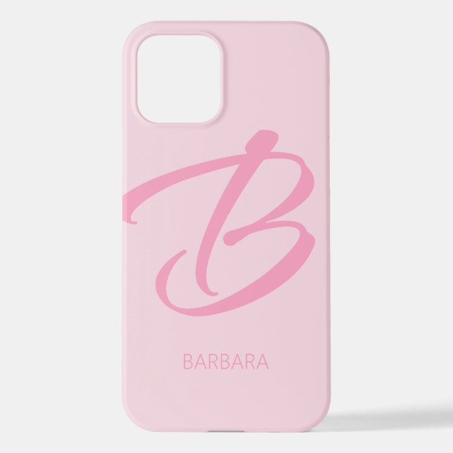 B Monogram Personalized Pink iPhone Case (Back)