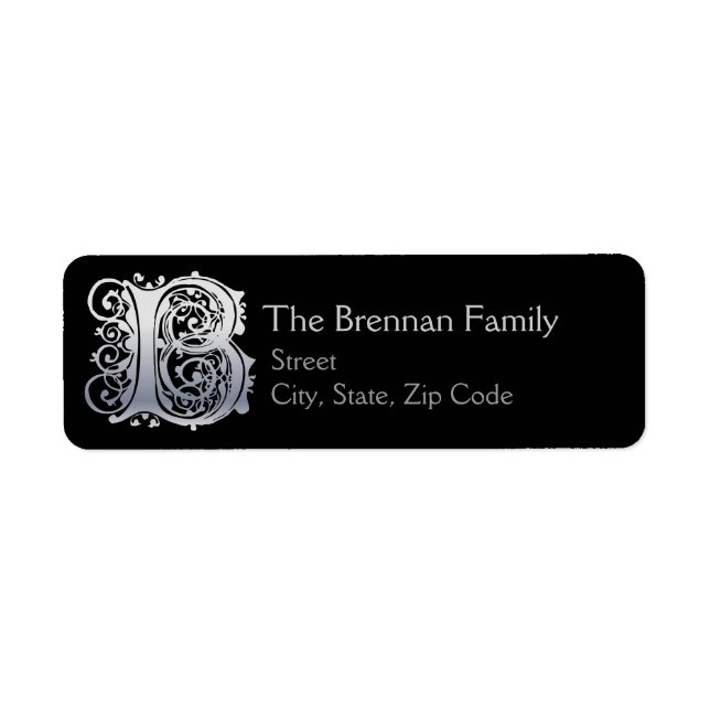 B Monogram "Silver Lace" design Address Lables (Front)
