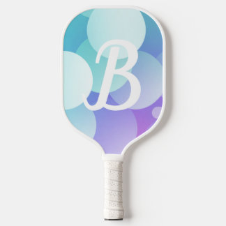 B Name Pickleball Paddle Purple Blue Bubble Modern