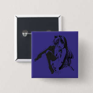 B, Neko, catgirl, nekomimi, lolita, Furry, Girl 15 Cm Square Badge