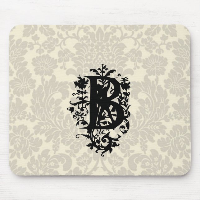 "B" Ornate Baroque Monogram Mouse Pad (Front)
