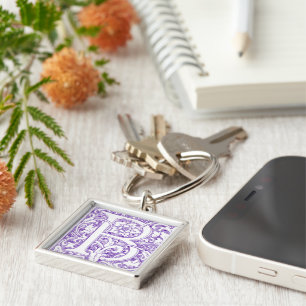 "B" Ornate Monogram Key Ring