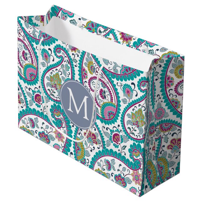 B Persian  Boteh Paisley Pattern Monogram LGift B Large Gift Bag (Front Angled)